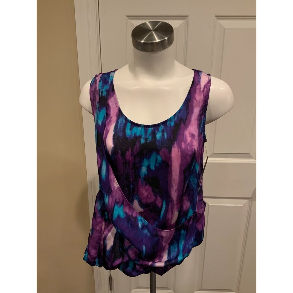 Michael Kors Purple & Blue Tie-Dye Faux Wrap Tank Top, Size 4